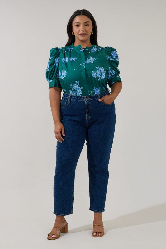 Plus Size Drape Sleeve Floral Top
