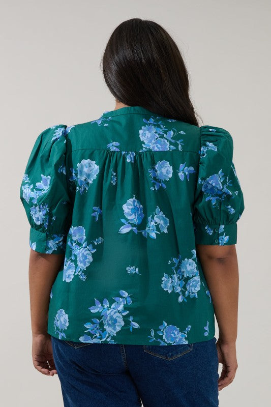 Plus Size Drape Sleeve Floral Top