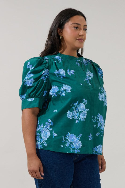 Plus Size Drape Sleeve Floral Top