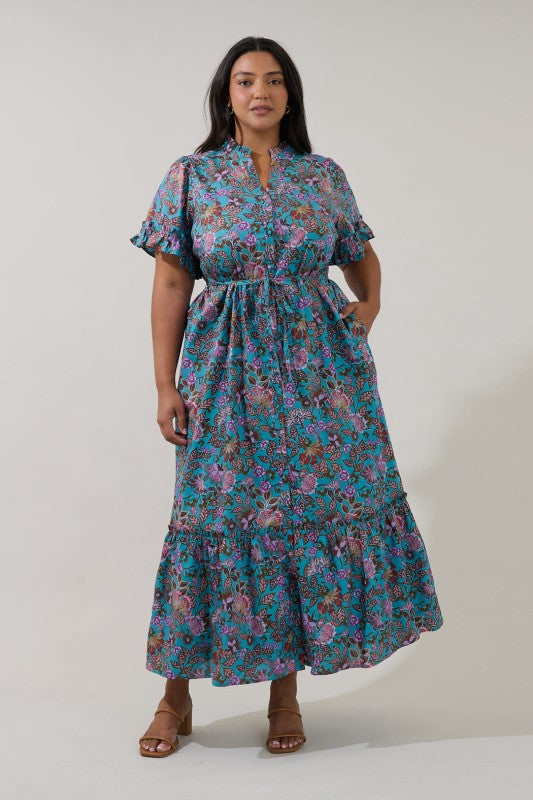 Plus Size Sugar Lips Button Up Paisley Floral