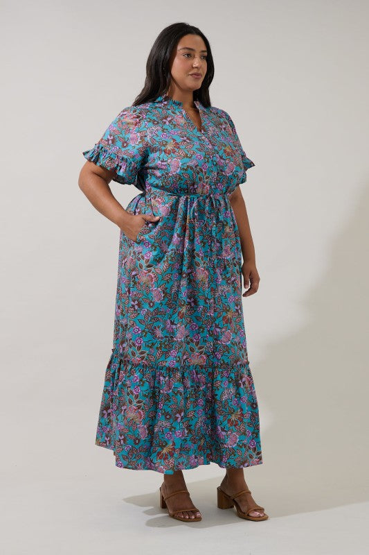 Plus Size Sugar Lips Button Up Paisley Floral