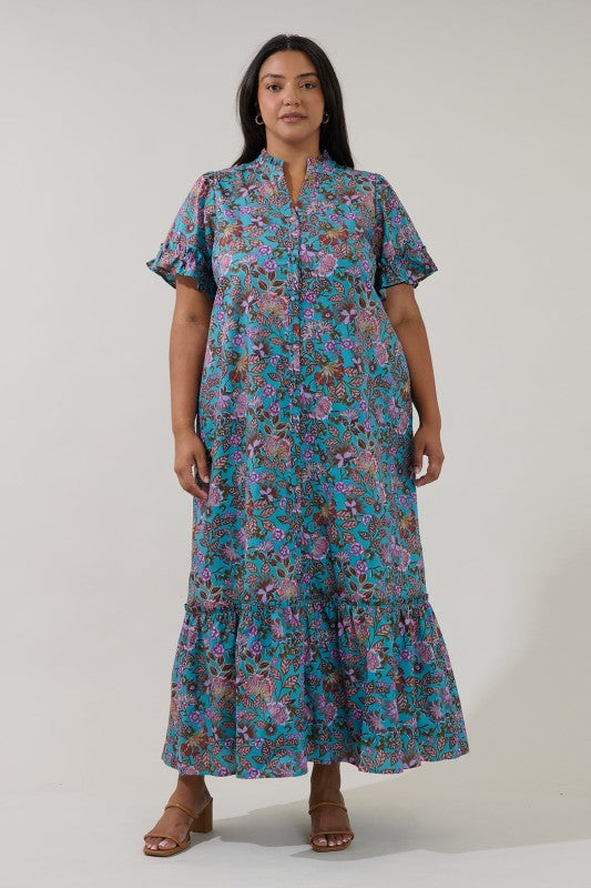 Plus Size Sugar Lips Button Up Paisley Floral