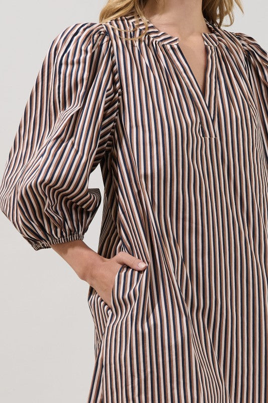 Womens Victoria Split Neck Shift Dress