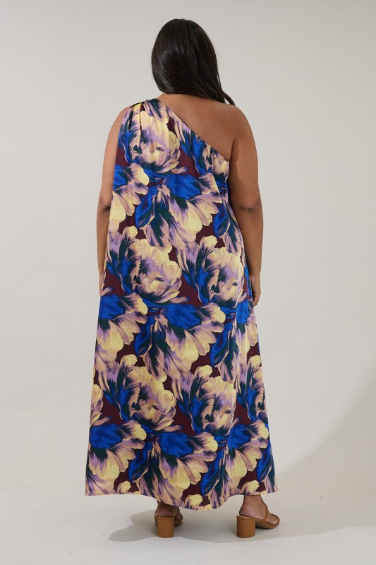 Sugarlips Womens and Plus Size One Shoulder Maxi Dress