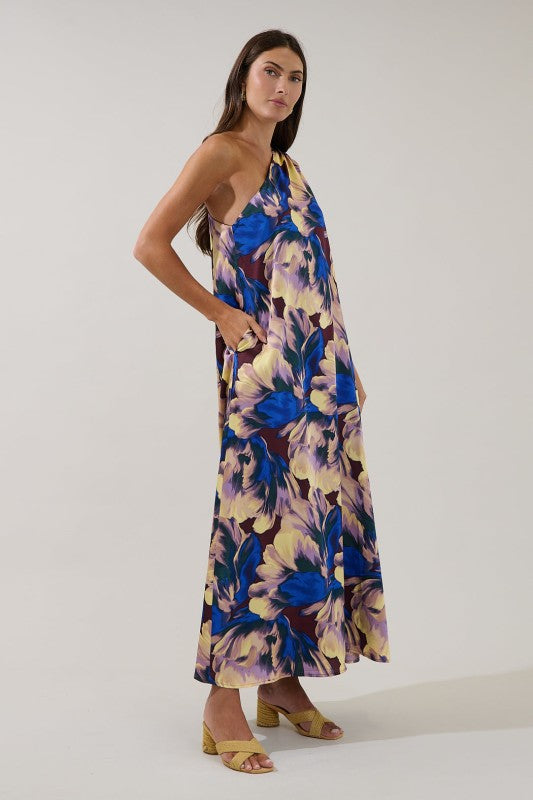 Sugarlips Womens and Plus Size One Shoulder Maxi Dress