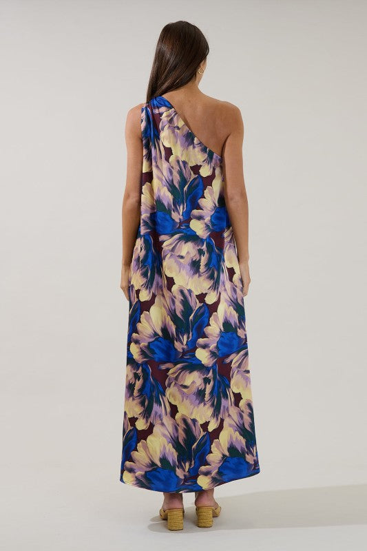 Sugarlips Womens and Plus Size One Shoulder Maxi Dress