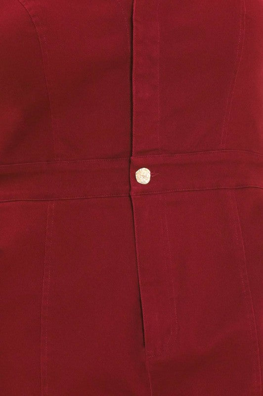 Plus Size Burgundy Jump Suit