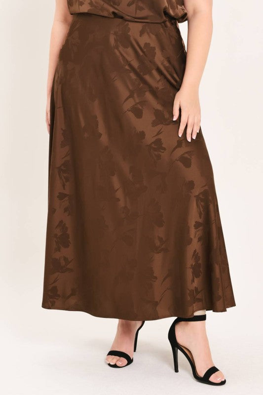 Plus Size Woven Jacquard Midi Skirt