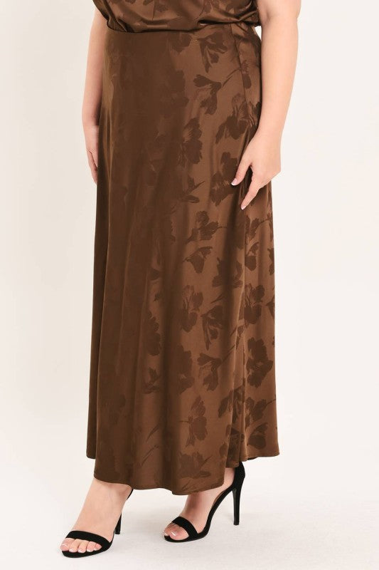 Plus Size Woven Jacquard Midi Skirt