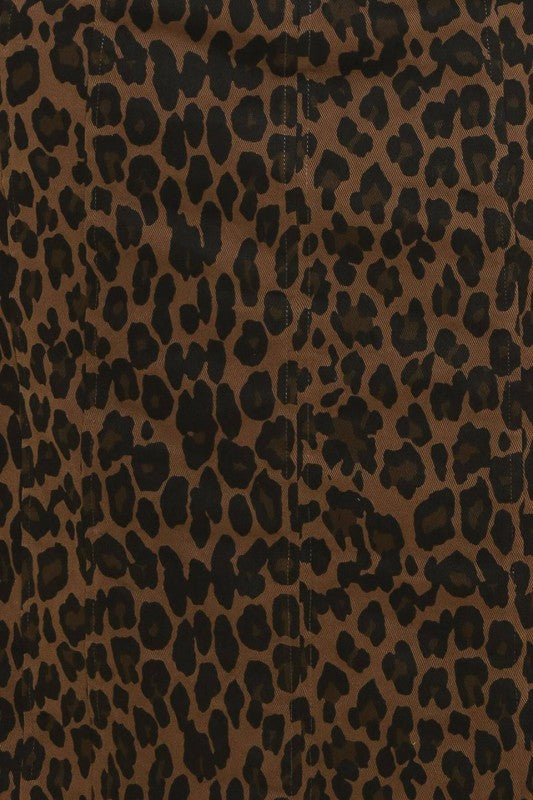 Plus Size Animal Print Twill Midi Dress