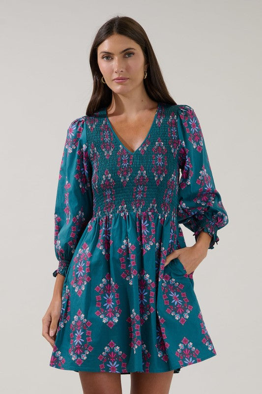 Womens Sugar Lips Smocked Midi Dress