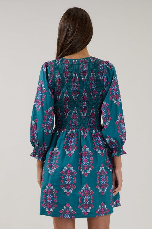 Womens Sugar Lips Smocked Midi Dress