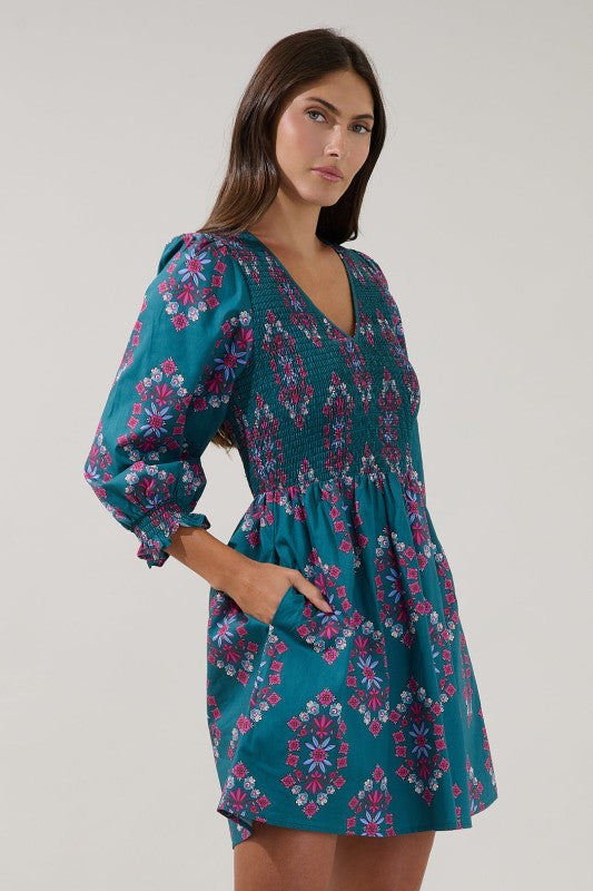 Womens Sugar Lips Smocked Midi Dress