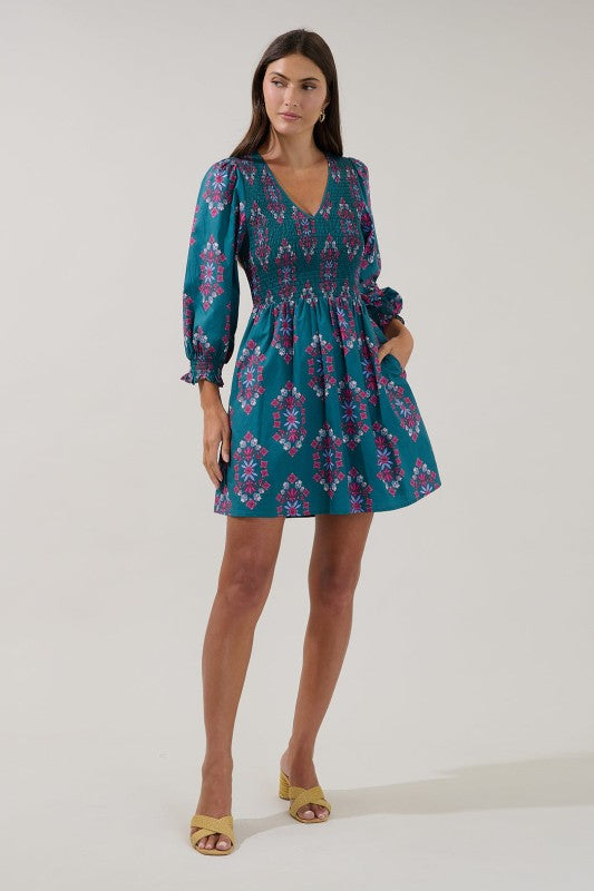 Womens Sugar Lips Smocked Midi Dress