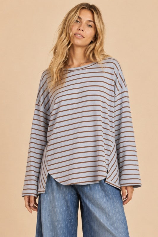 Womens Oversize Striped Long Sleeve