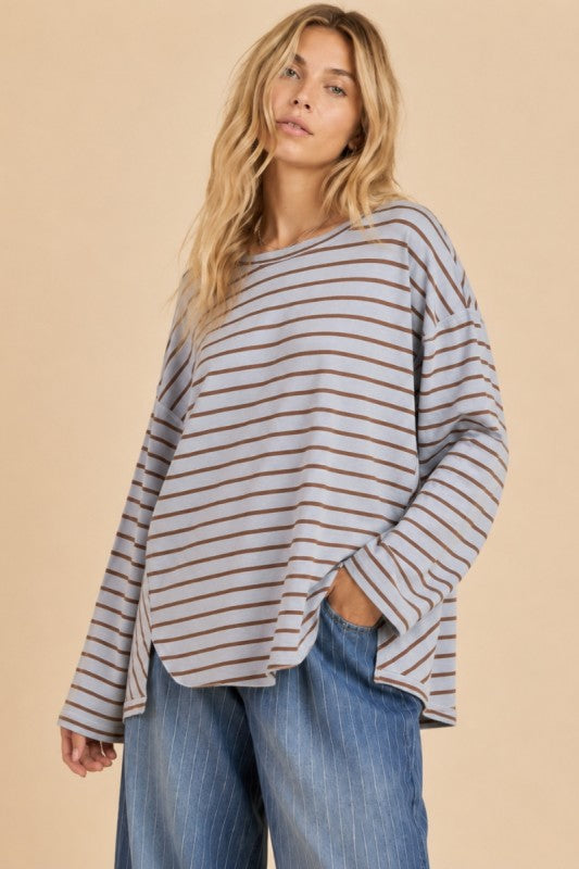 Womens Oversize Striped Long Sleeve