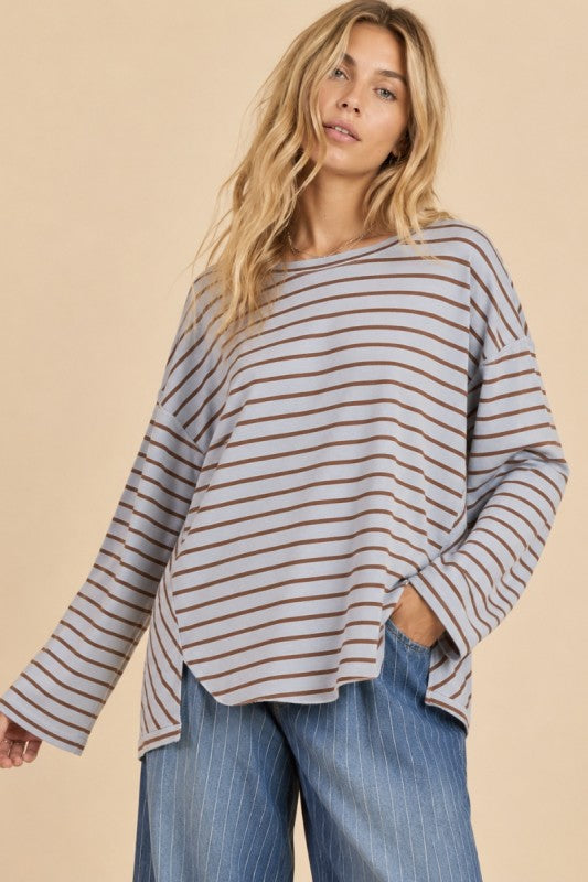 Womens Oversize Striped Long Sleeve