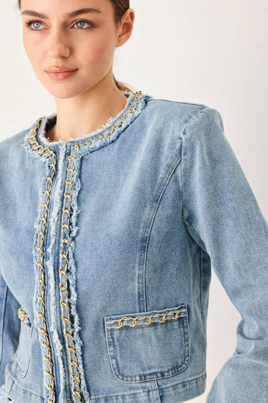Womens Denim Cropped Jacket