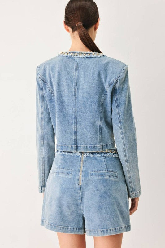 Womens Denim Cropped Jacket