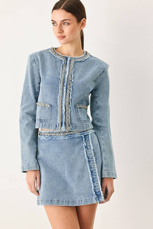Womens Denim Cropped Jacket