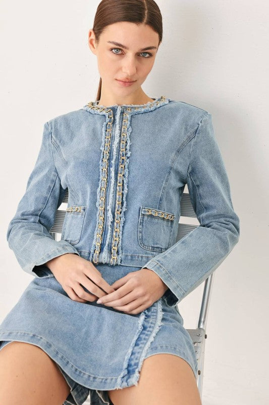 Womens Denim Cropped Jacket
