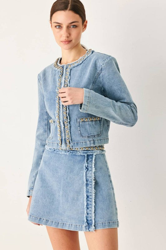 Womens Denim Cropped Jacket