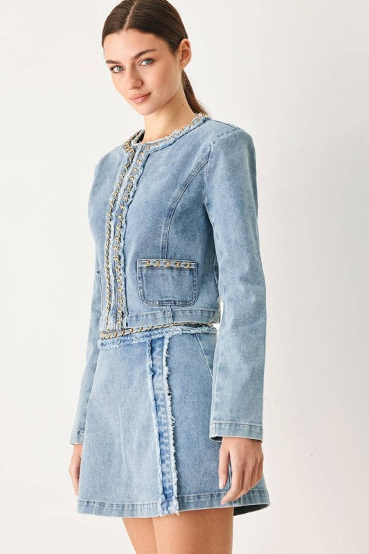 Womens Denim Cropped Jacket