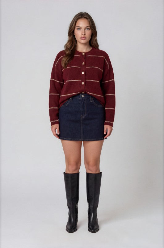 Plus Size Thin Line Cardigan Sweater