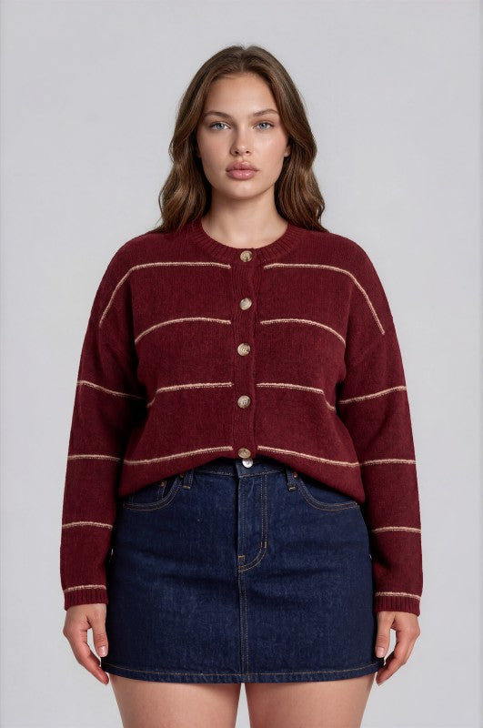 Plus Size Thin Line Cardigan Sweater