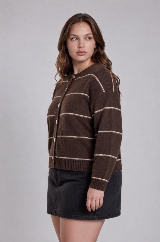 Plus Size Thin Line Cardigan Sweater