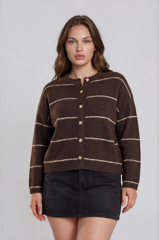 Plus Size Thin Line Cardigan Sweater
