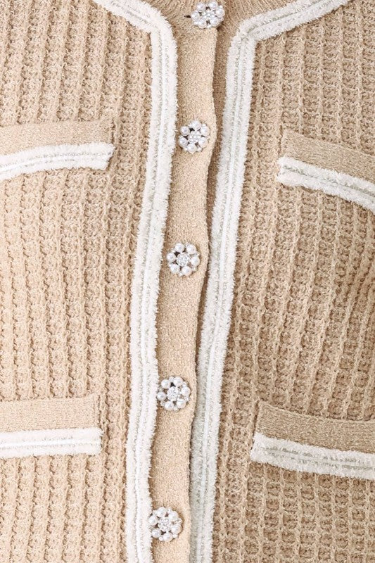Womens Knit Cardigan with white trim