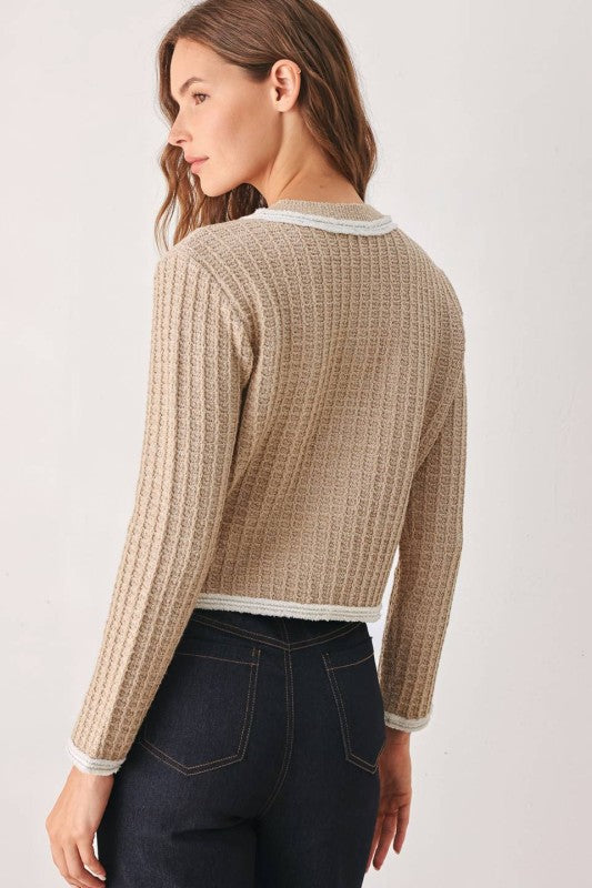 Womens Knit Cardigan with white trim
