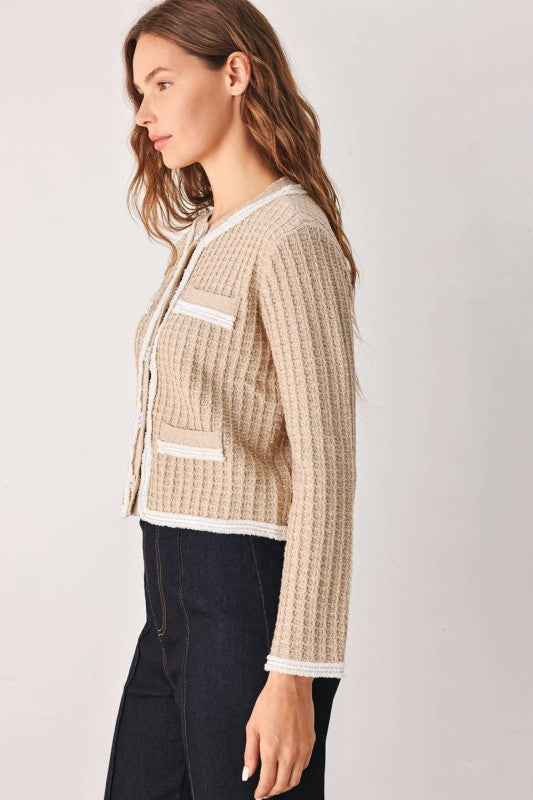 Womens Knit Cardigan with white trim