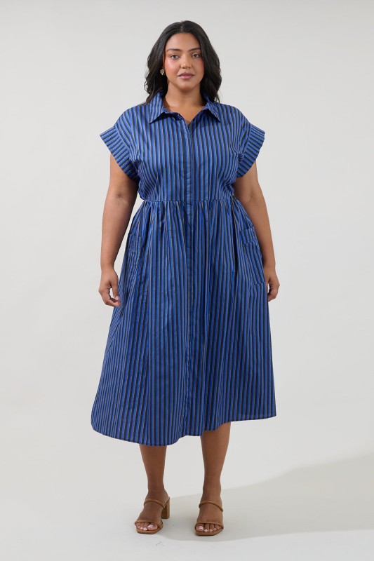 Womens and Plus Size Grenola Button Down Shirt Dress
