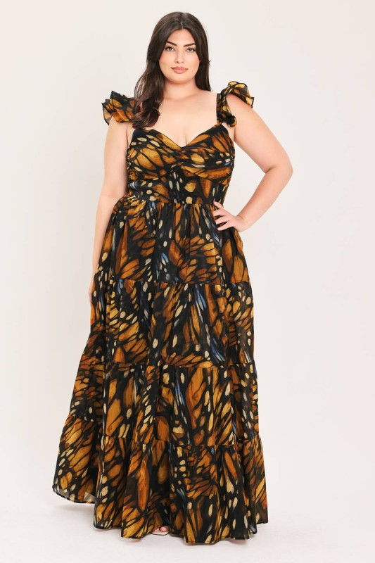 Womens & Plus Size Monarch Butterfly Maxi Dress