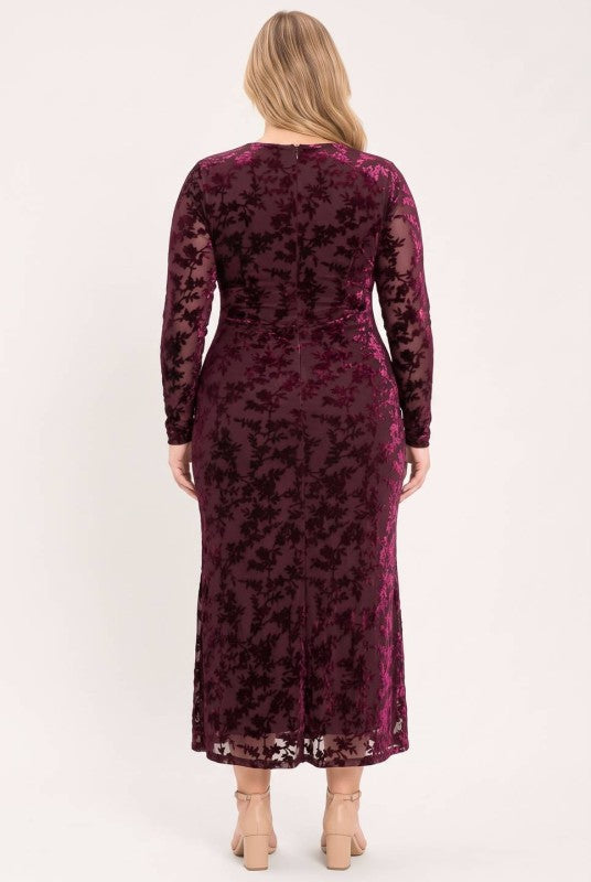Plus Size Midi Burnout Velvet Dress
