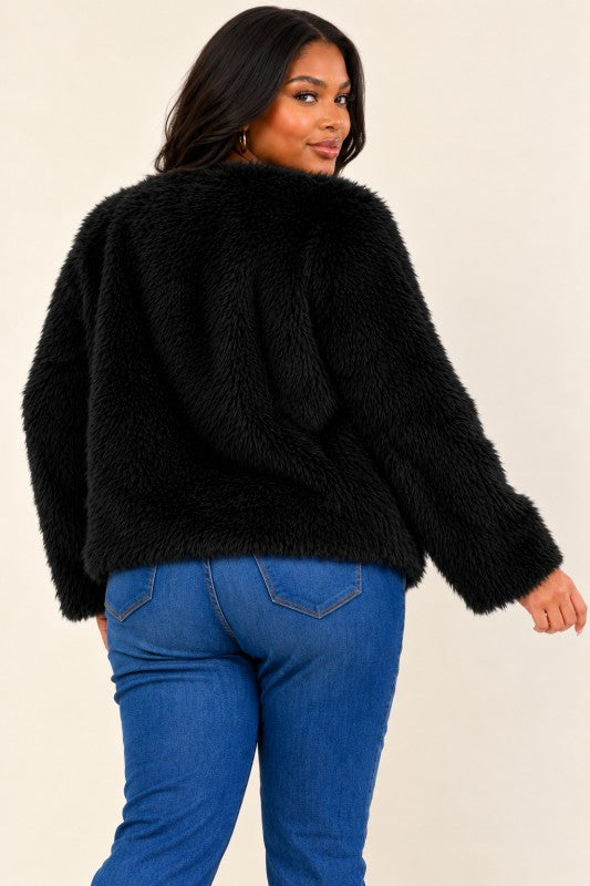 Plus Size Faux Fur Jacket