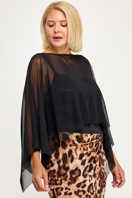 Plus Size Lightweight Mesh Poncho