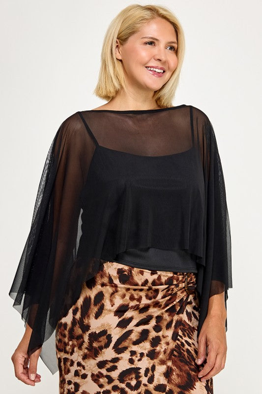 Plus Size Lightweight Mesh Poncho