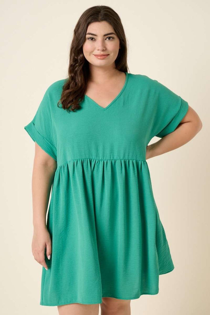 Plus Womens Mittoshop Airflow Short Sleeve Babydoll Dress Paris Green