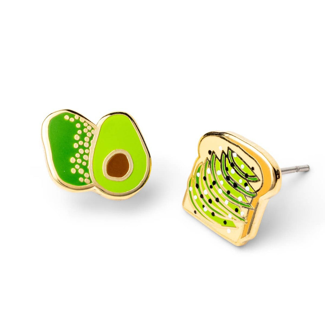 Yellow Owl Workshop - Avocado Toast Gold Stud Earrings – Food Jewelry