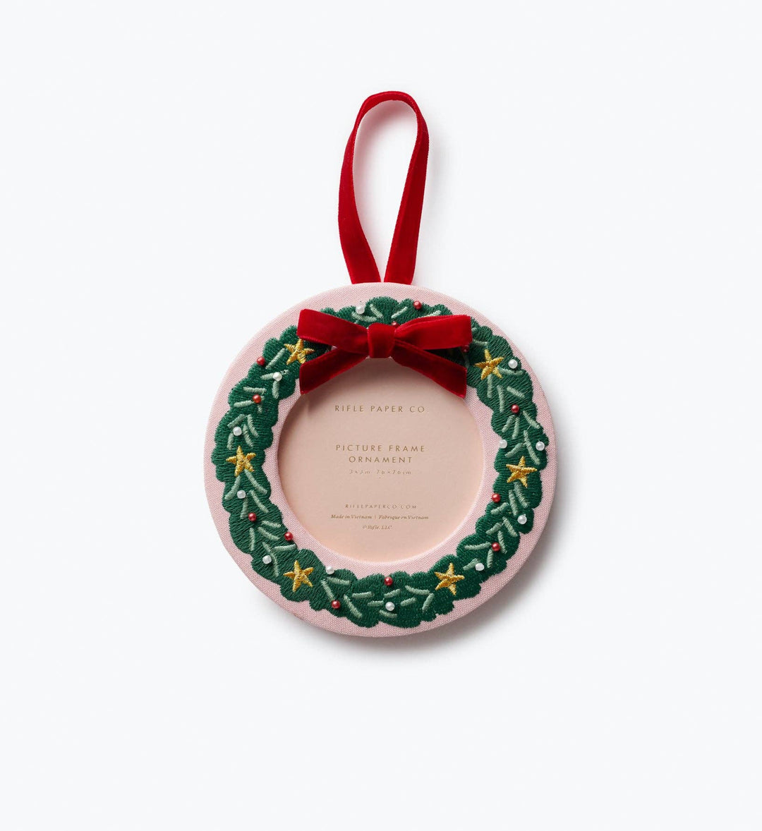 Rifle Paper Co. - Christmas Wreath Embroidered Frame Ornament