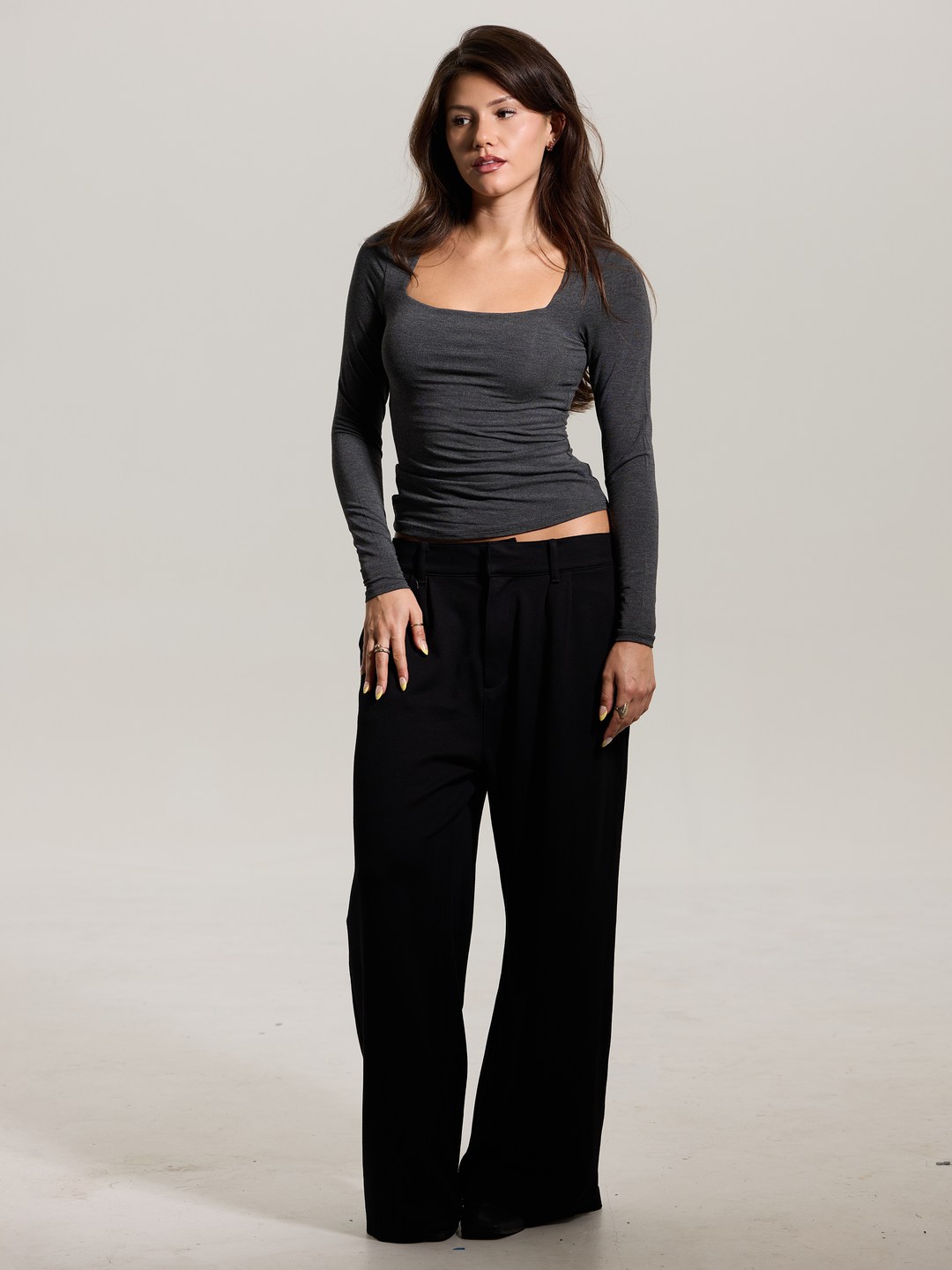 Klassy - Square Neck Braless Long Sleeve: Olive / 2XL