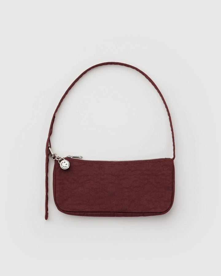 BAGGU- Nylon Pochette Shoulder Strap Pouch Purse Deep Mahogany