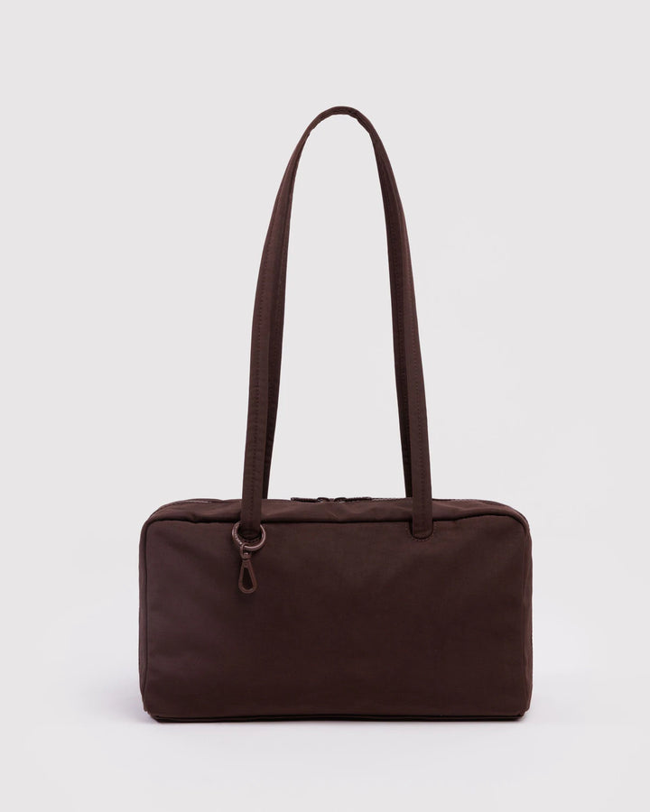 BAGGU- Nylon Bowler Bag Shoulder Purse- Coffee