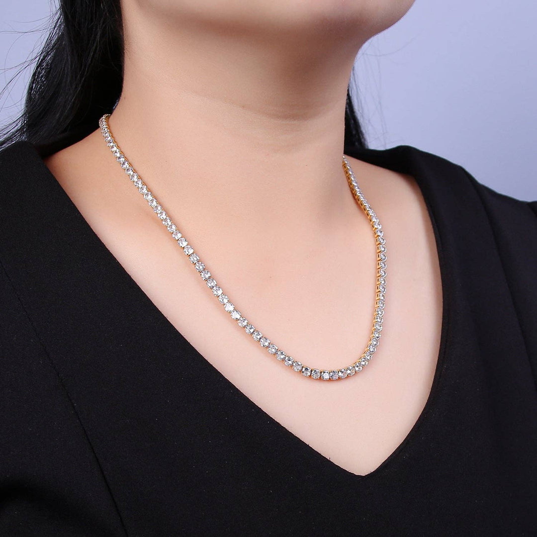 Classic Cubic Zirconia Tennis Necklace , Diamond Necklace , 14K Gold Filled Tennis Adjustable Necklace, Gift for her WA-602: 18 Inches + 2 Inch Extender