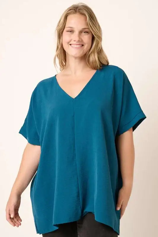 Plus Size Airflow Dolman Sleeve Woven Top in multiple colors