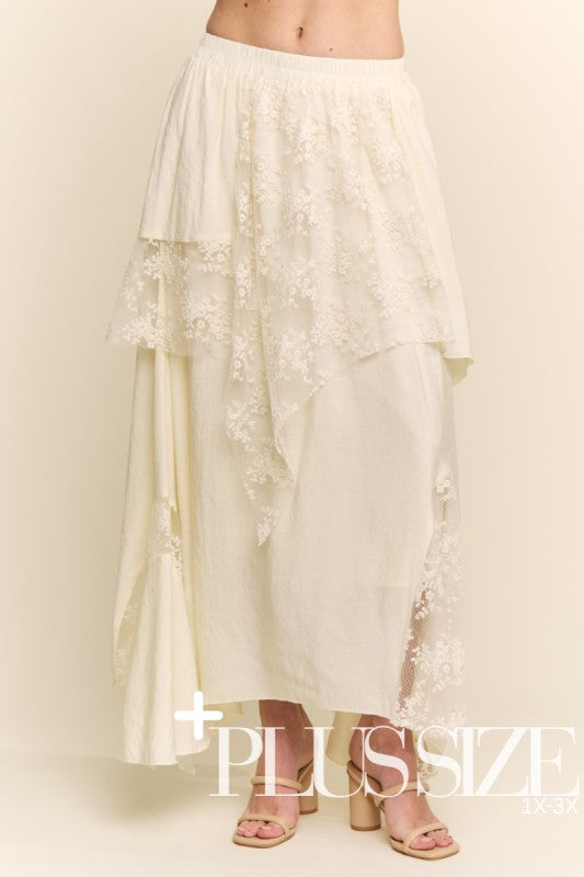 Womens and Plus Size Boho-chic Lace Blend Skirt