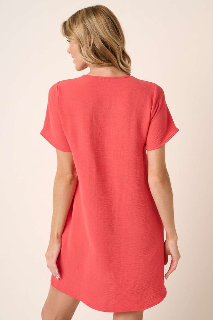 Womens Mittoshop Envelope V-Neck Dress Coral